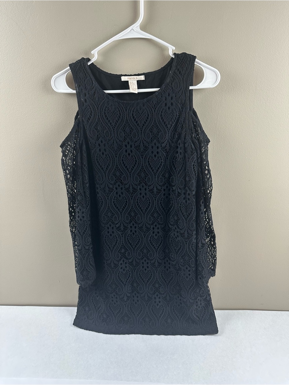 Forever 21 Black Lace Cold-Shoulder Mini Dress